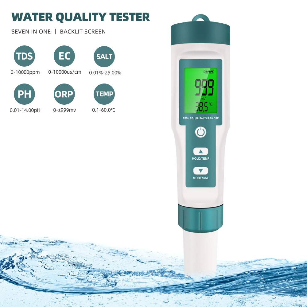 Ph Meter Digital Water Tester - 7 en 1 PH TDS EC